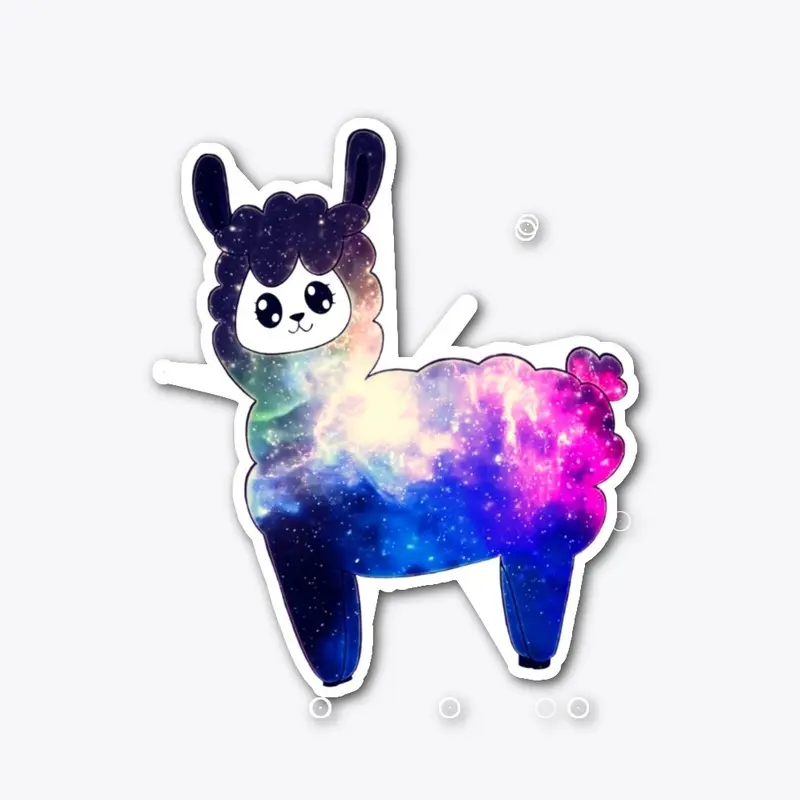 Galaxy Alpaca Die Cut Sticker-pink