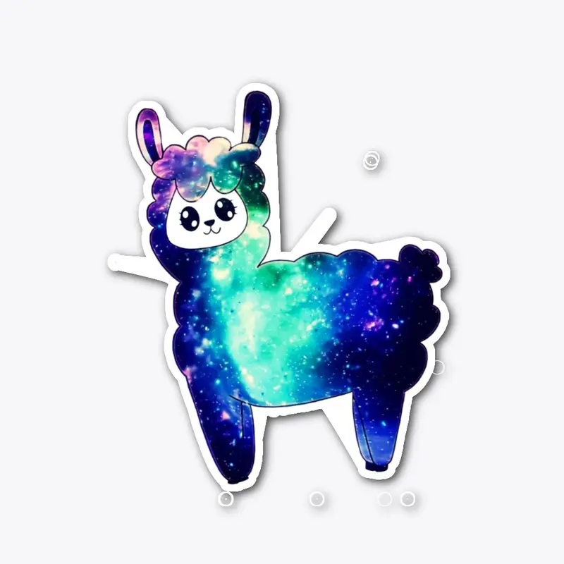 Galaxy Alpaca Die Cut Sticker